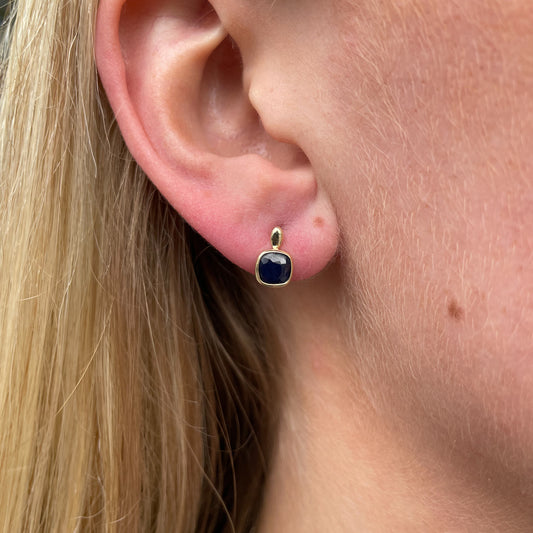 9ct Gold Cushion Sapphire Stud Earrings - John Ross Jewellers