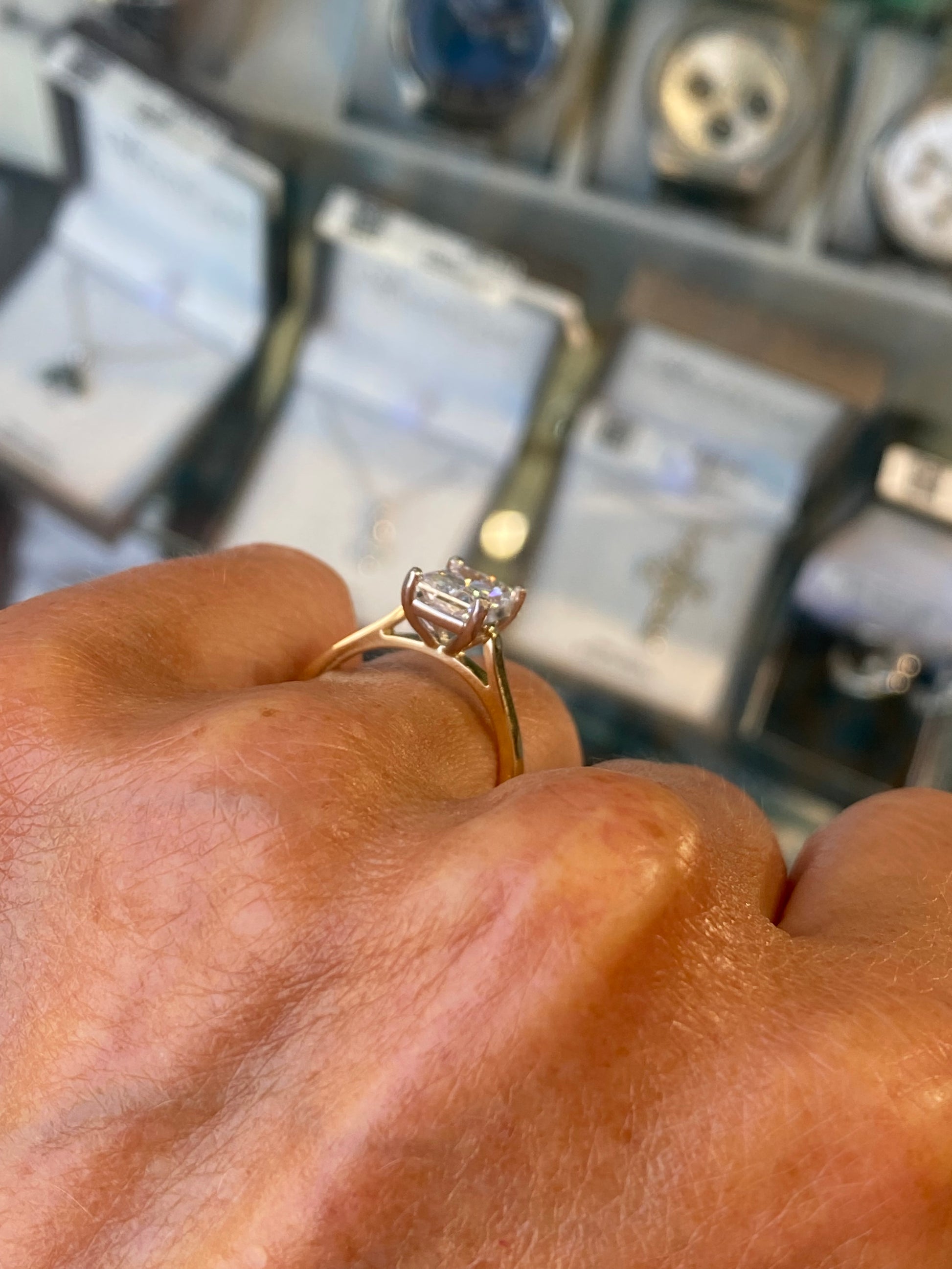 18ct Gold Solitaire Engagement Ring | Certificated Lab Radiant Cut 2.01ct - John Ross Jewellers