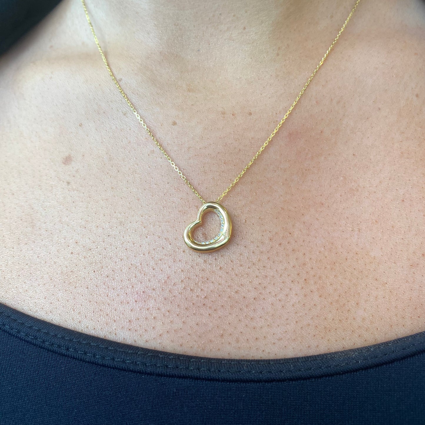 Sunshine CZ heart slider necklace by Comero, 18-inch silver chain with sparkling heart pendant, elegant jewelry accessory