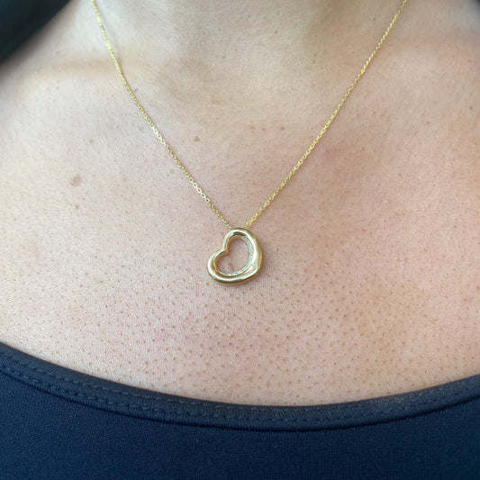 Sunshine CZ set heart slider necklace by Comero, 18-inch silver chain with sparkling heart pendant, elegant jewelry piece
