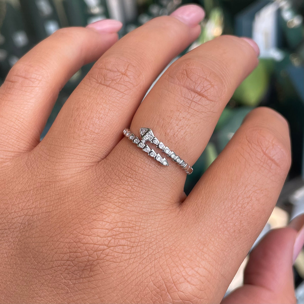 Silver CZ Serpent Wraparound Ring