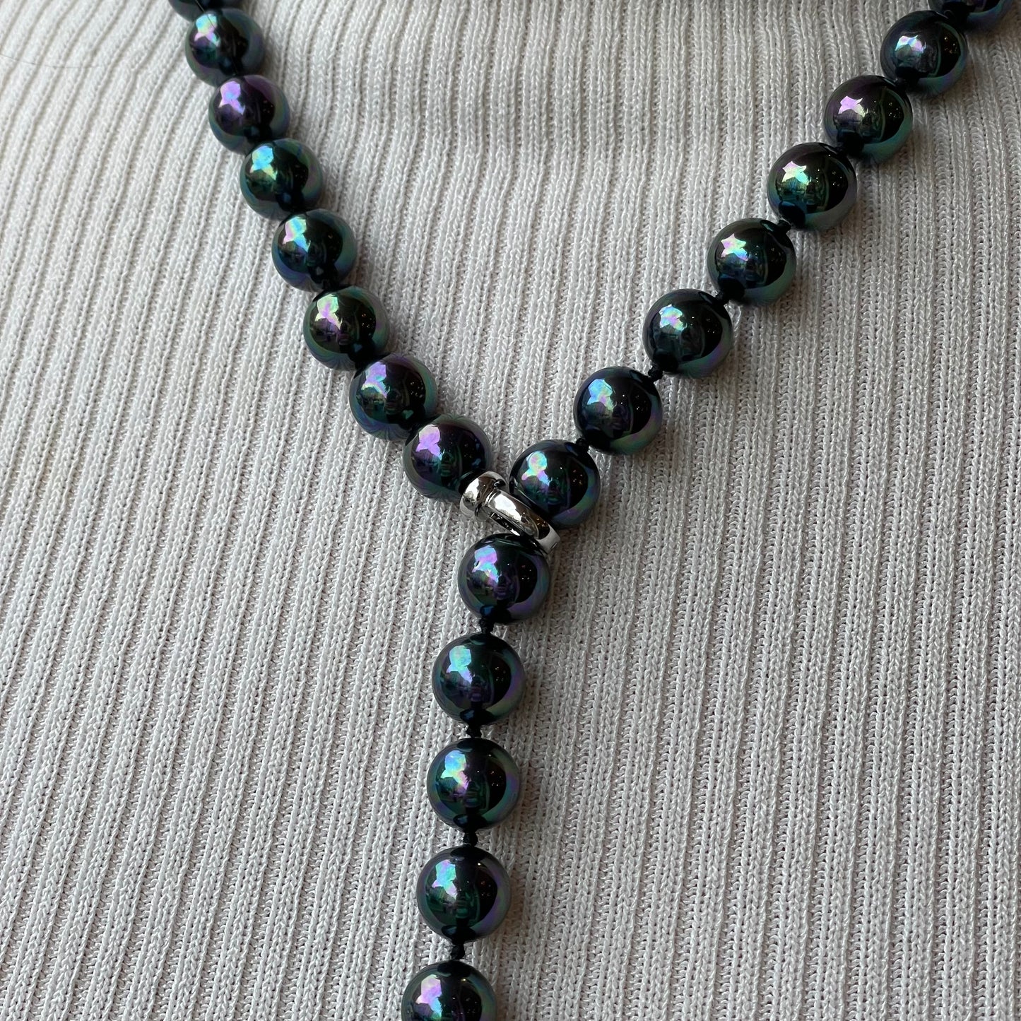 Silver Tahiti Shell Pearl Lariat Necklace | 60cm - John Ross Jewellers