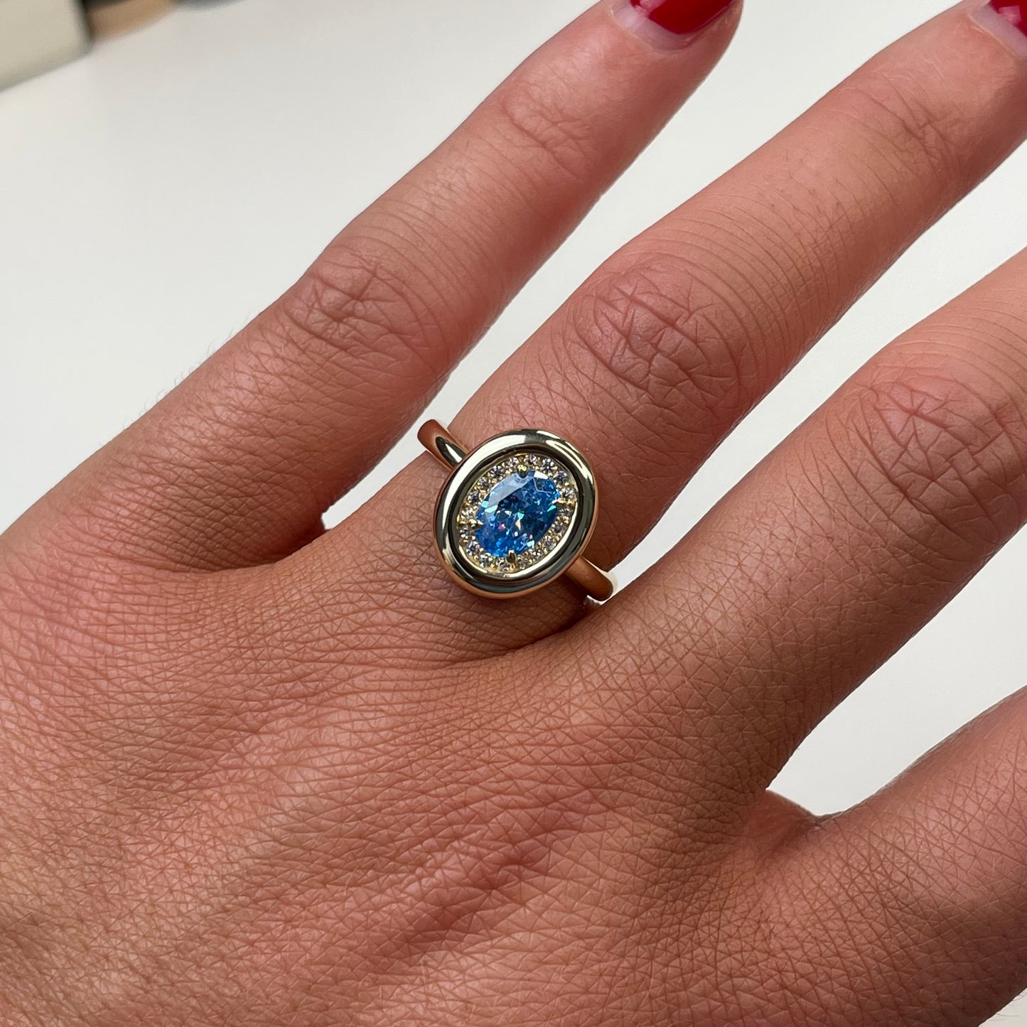Sunshine Oval CZ Ring | Sky Blue - John Ross Jewellers