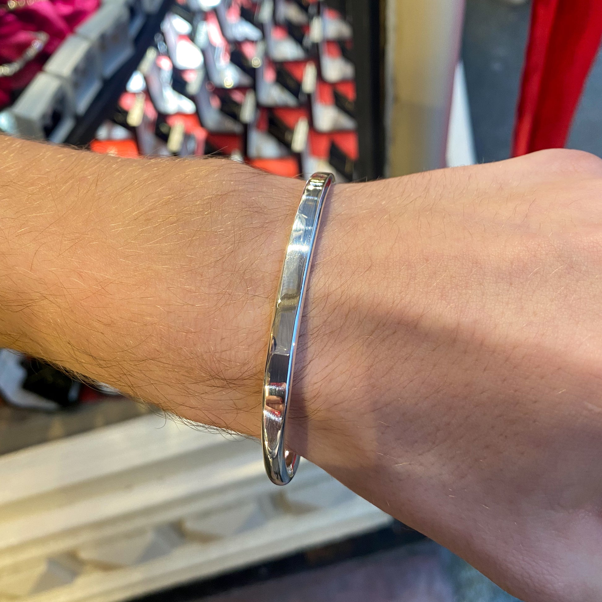 Silver Gents Solid Torque Bangle - John Ross Jewellers