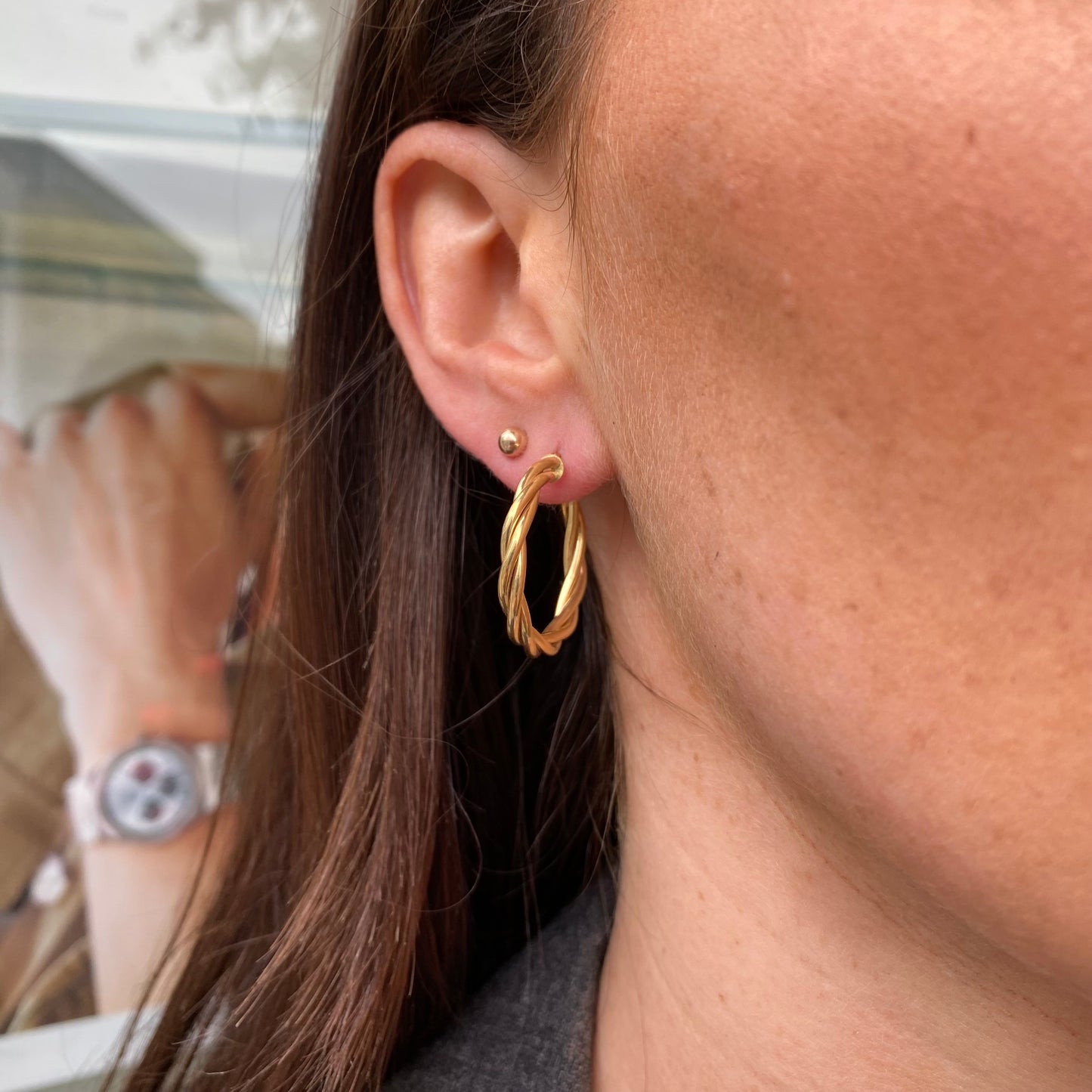 9ct Gold Braided Twist Hoop Earrings | 20mm - John Ross Jewellers