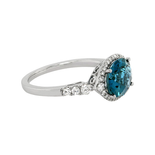 9ct White Gold London Blue Topaz & Diamond Ring - John Ross Jewellers