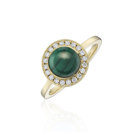 9ct Gold Malachite & Diamond Ring