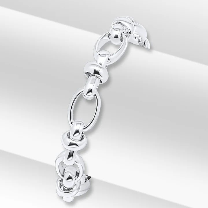 Silver Oval Pinched Link Bracelet - 8.5" - John Ross Jewellers