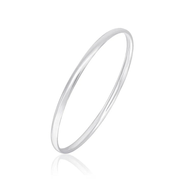 Silver Court Shaped Bangle | 4mm - John Ross Jewellers