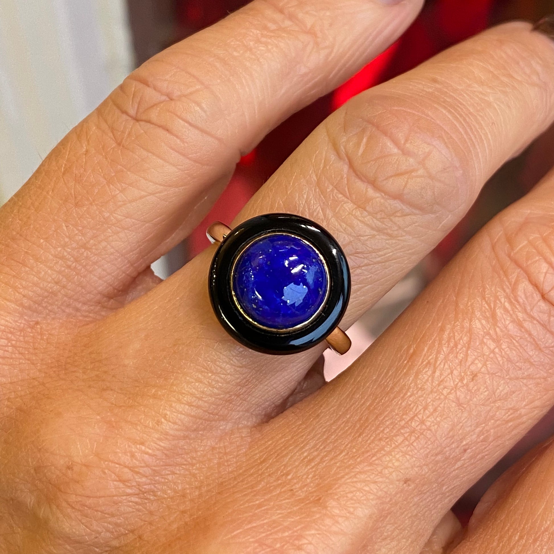 9ct Gold Lapis Lazuli & Onyx Ring - John Ross Jewellers