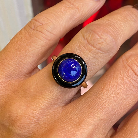 9ct Gold Lapis Lazuli & Onyx Ring - John Ross Jewellers