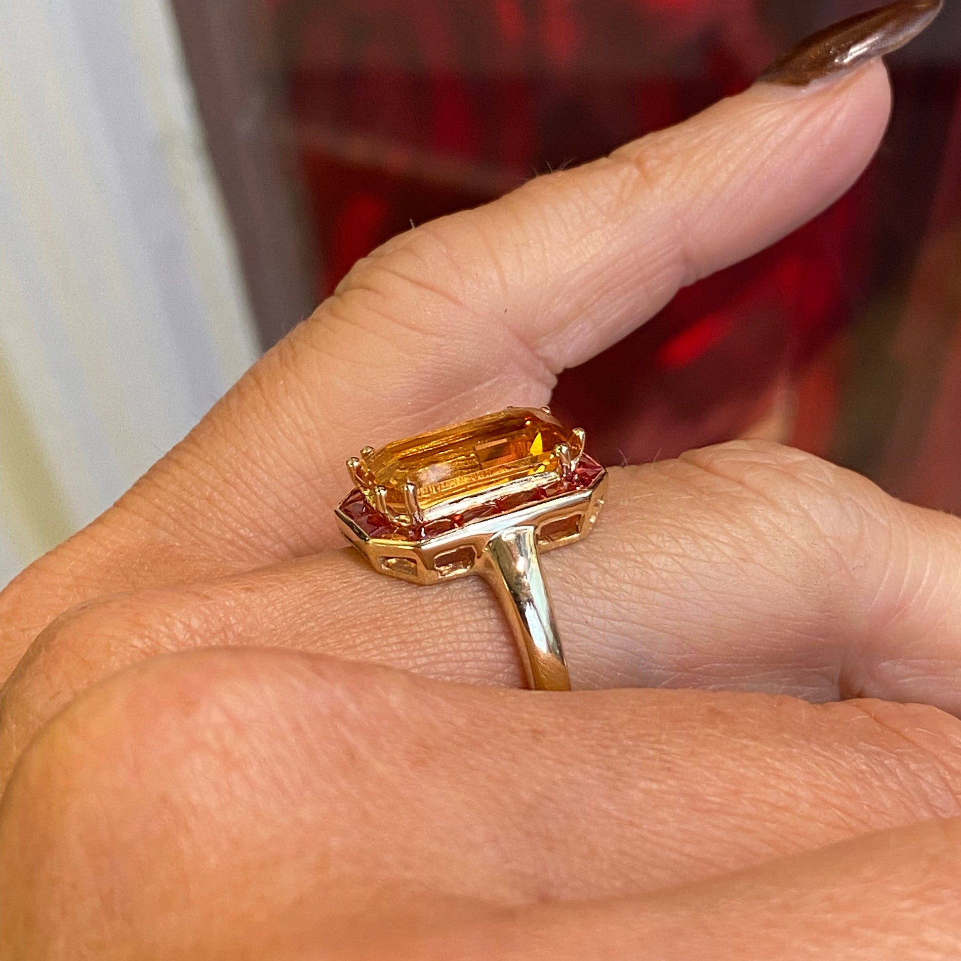 9ct Gold Citrine & Orange Sapphire Ring - John Ross Jewellers
