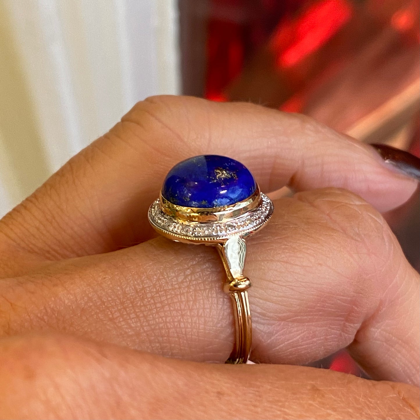 9ct Yellow Gold Lapis Lazuli & Diamond Ring - John Ross Jewellers