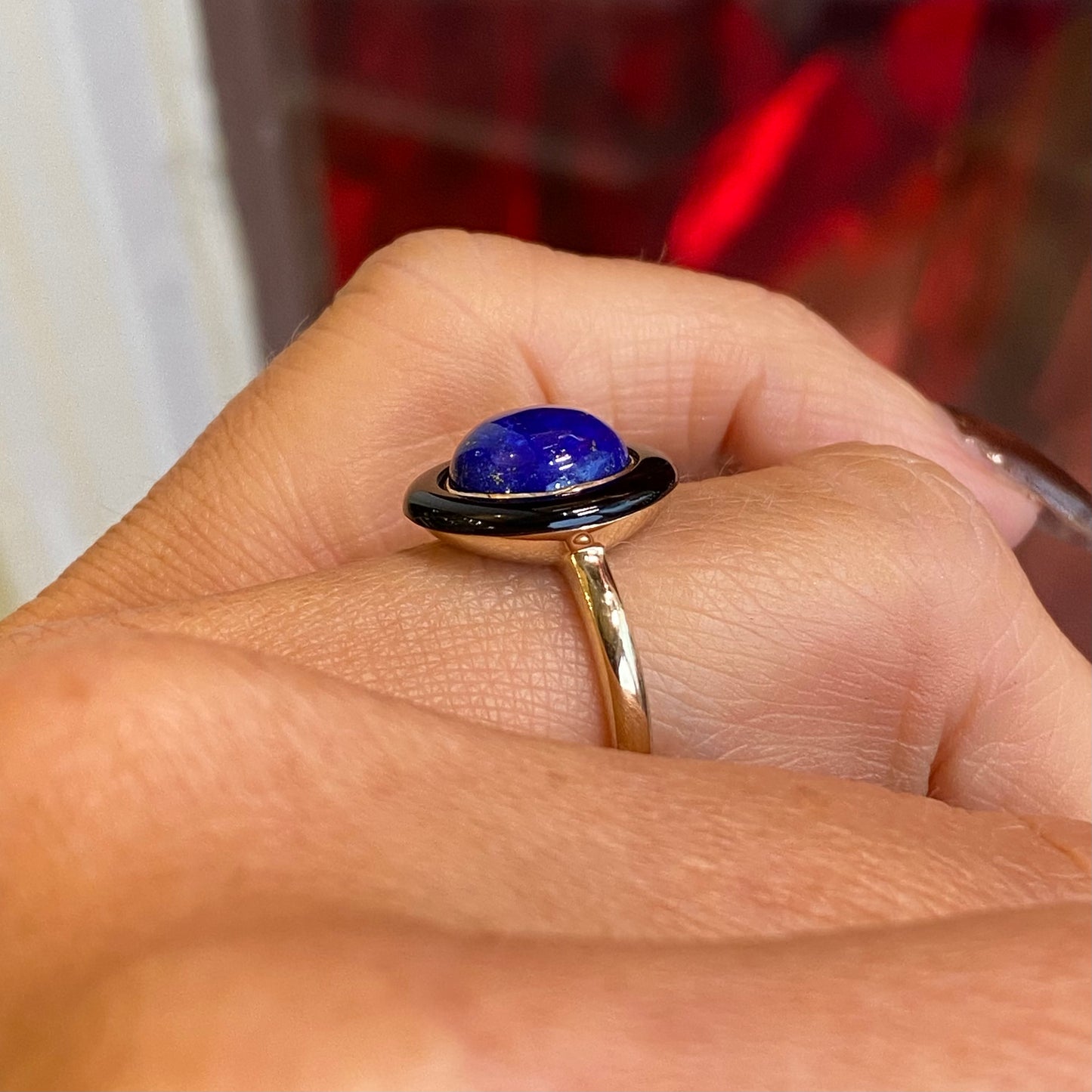 9ct Gold Lapis Lazuli & Onyx Ring - John Ross Jewellers