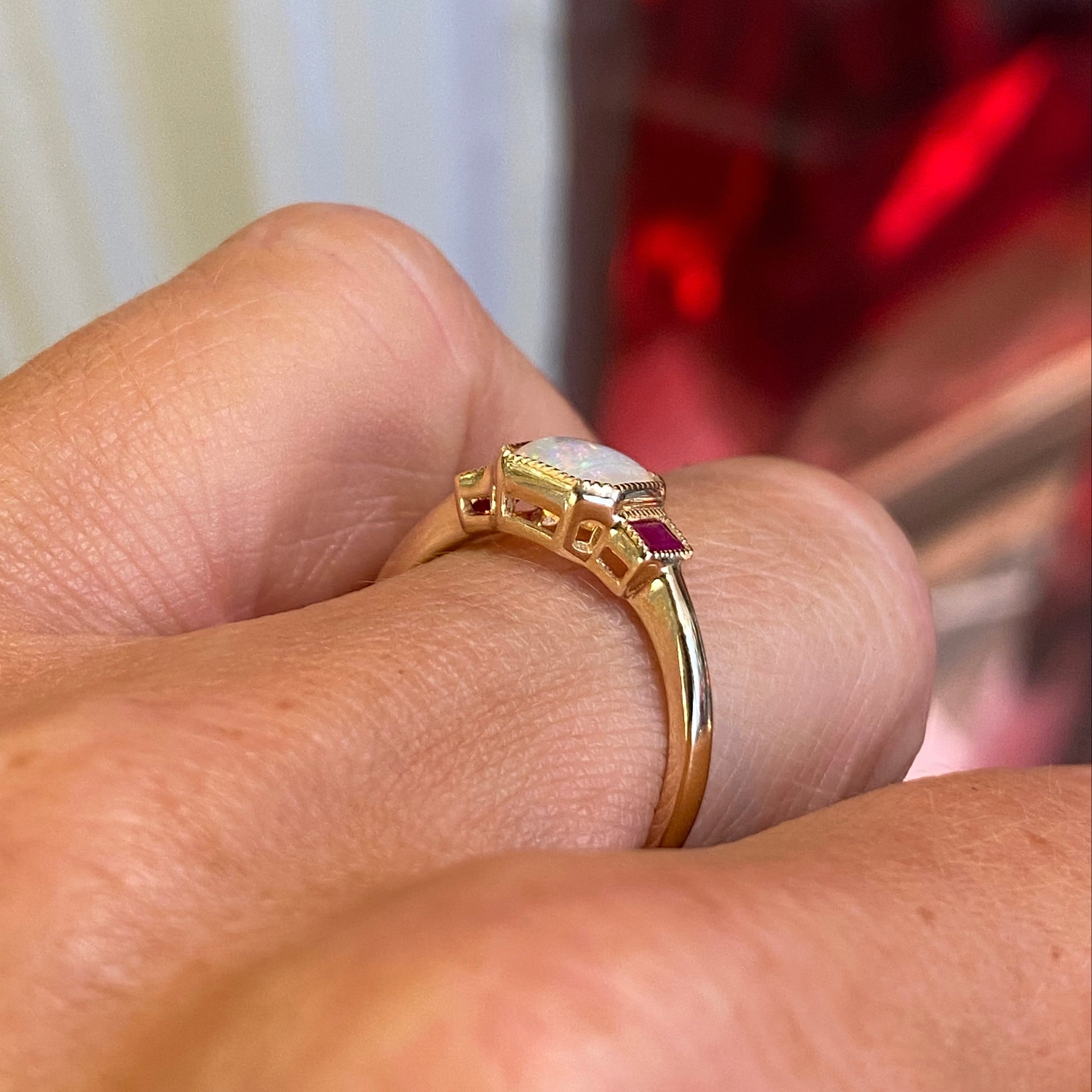 9ct Gold Opal & Ruby Ring - John Ross Jewellers