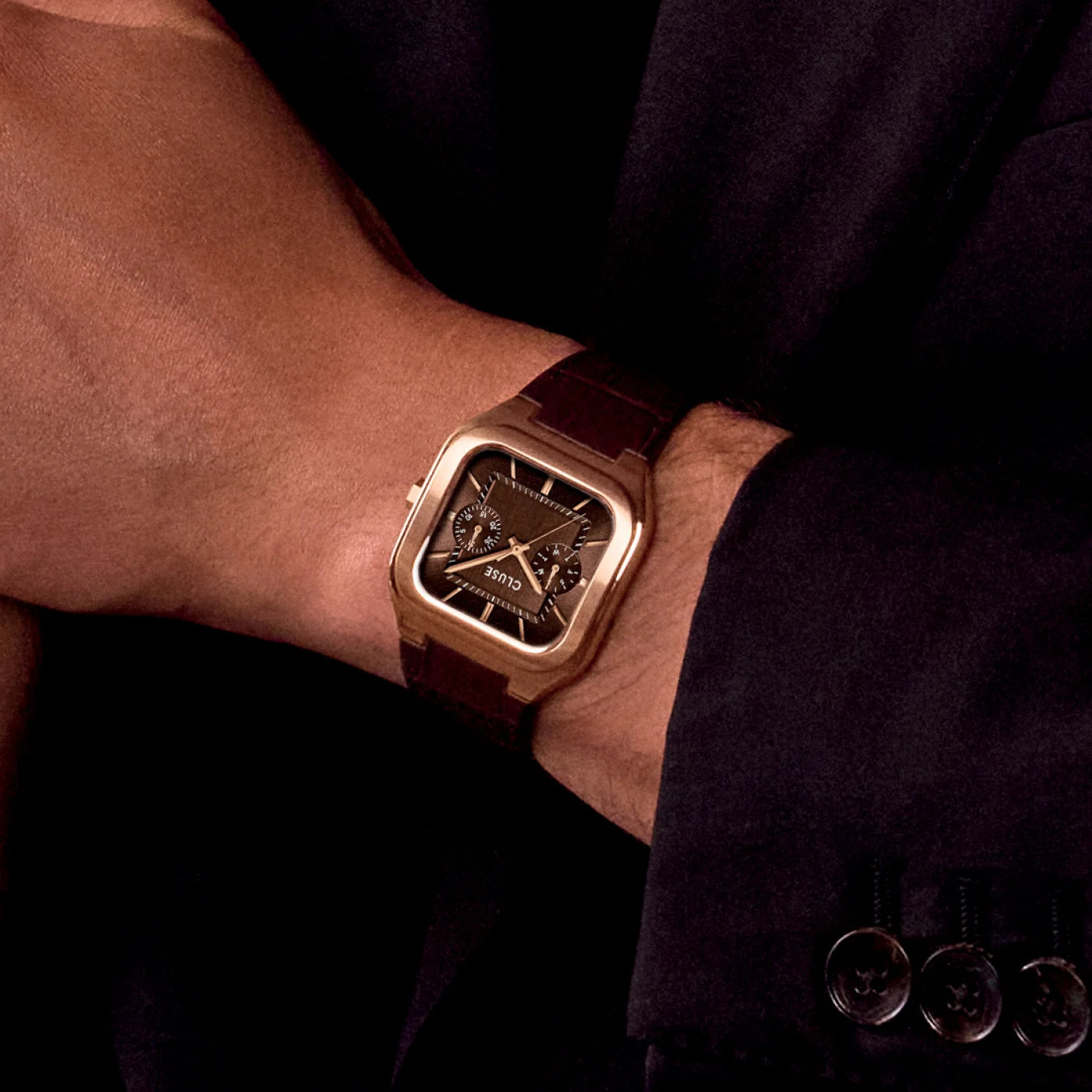 CLUSE Quadrus Multifunction Leather Rose Gold/Brown