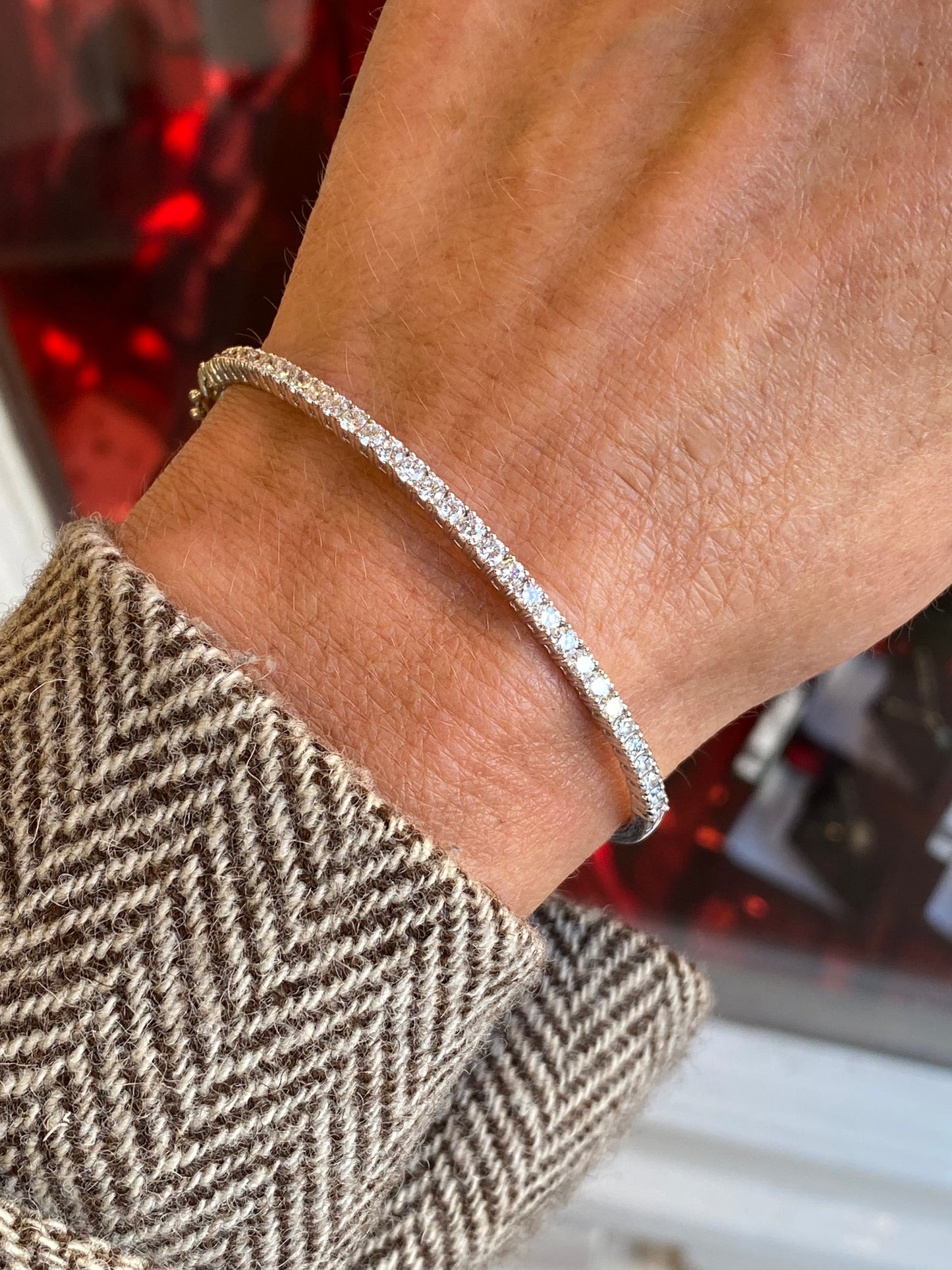 Platinum Lab Diamond Set Bangle | 2.00ct