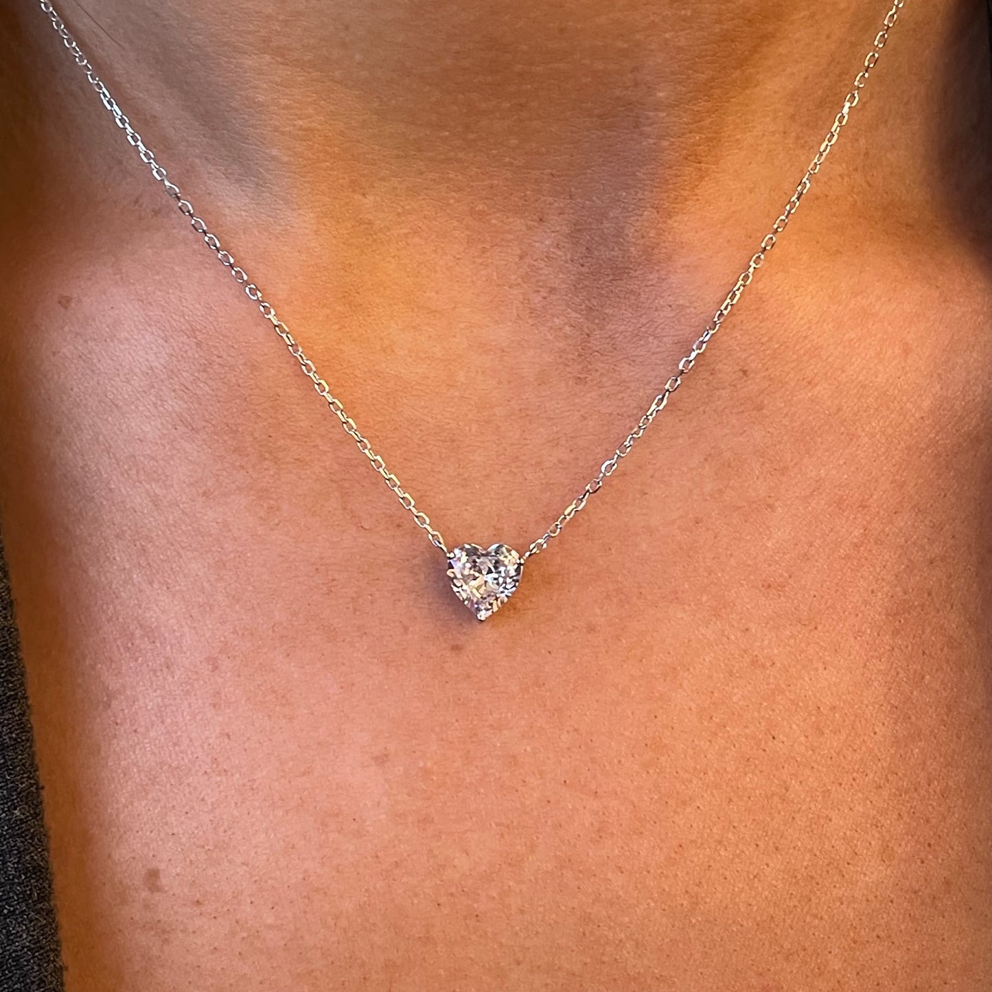 Silver Heart CZ Necklace - John Ross Jewellers