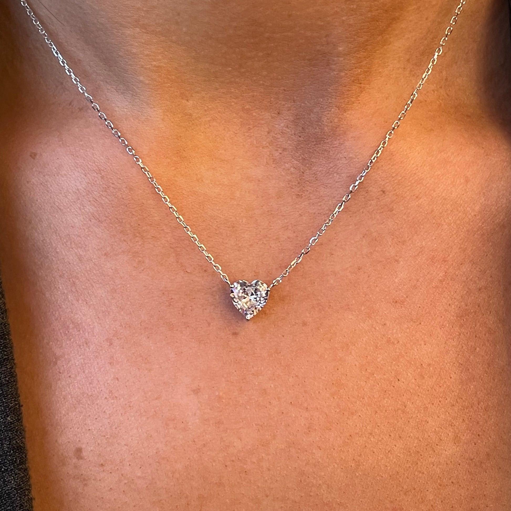 Silver Heart CZ Necklace - John Ross Jewellers