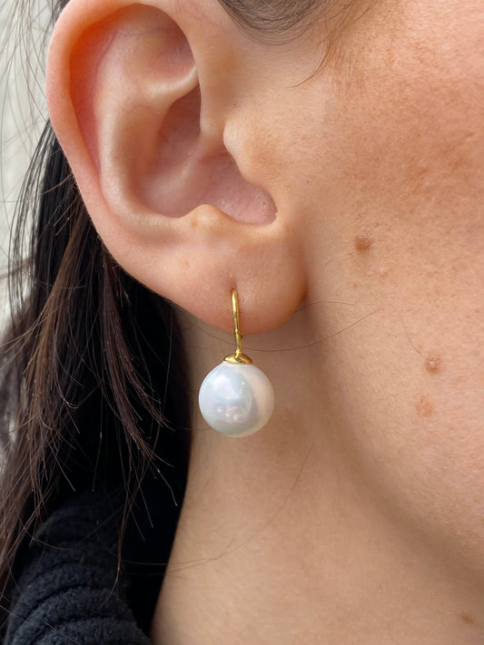 Sunshine Faux Pearl Hook Drop Earrings | 12mm