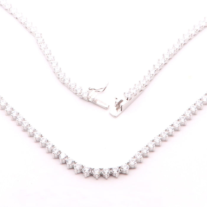 Silver 3mm CZ Tennis Necklace | 40cm