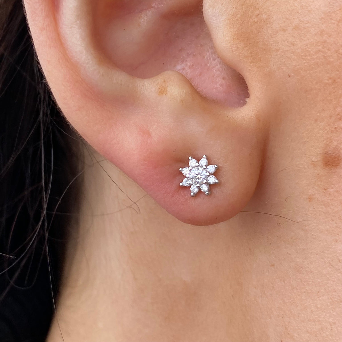 Silver Star CZ Stud Earrings