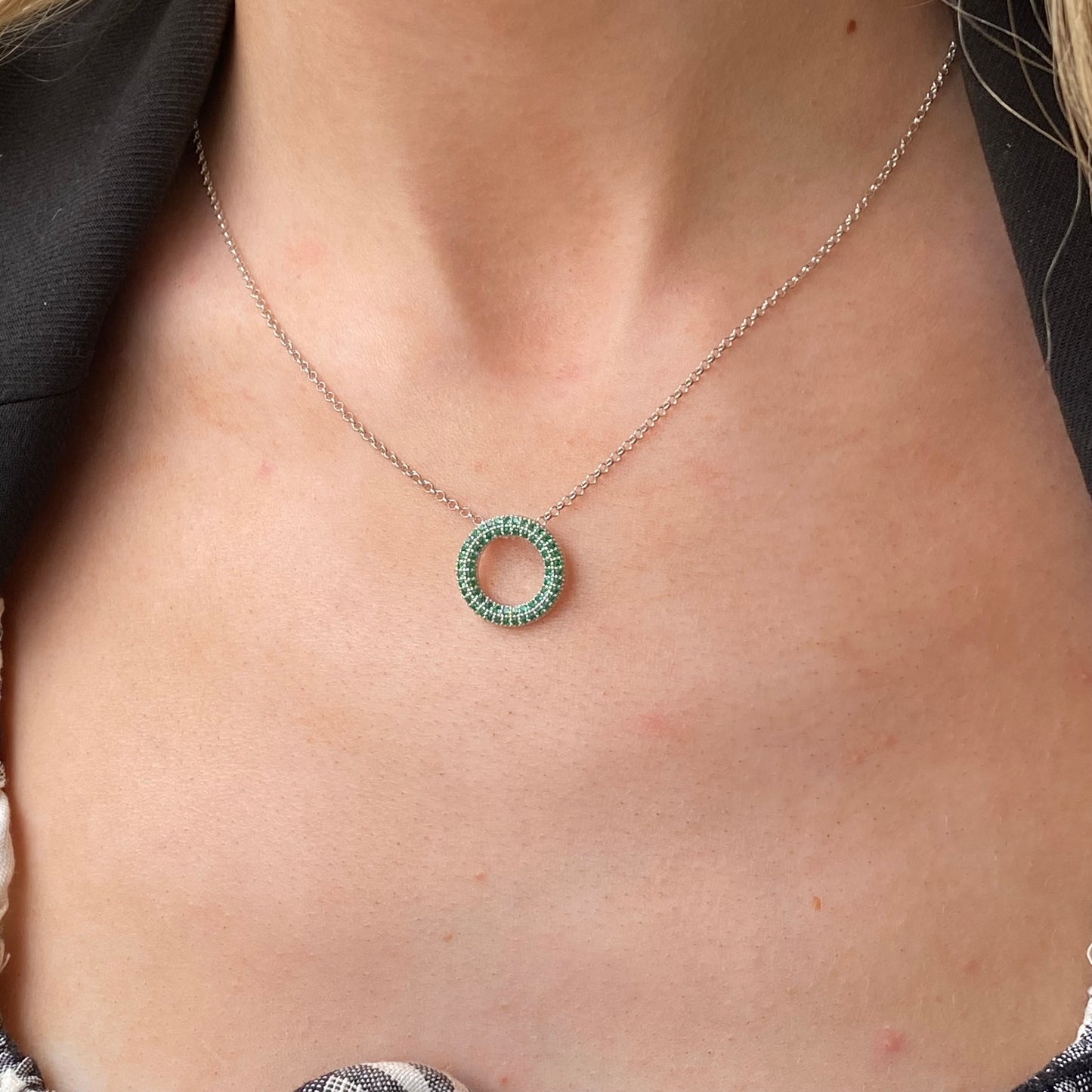 Silver Green Nano Eternity Necklace | 42+3cm - John Ross Jewellers