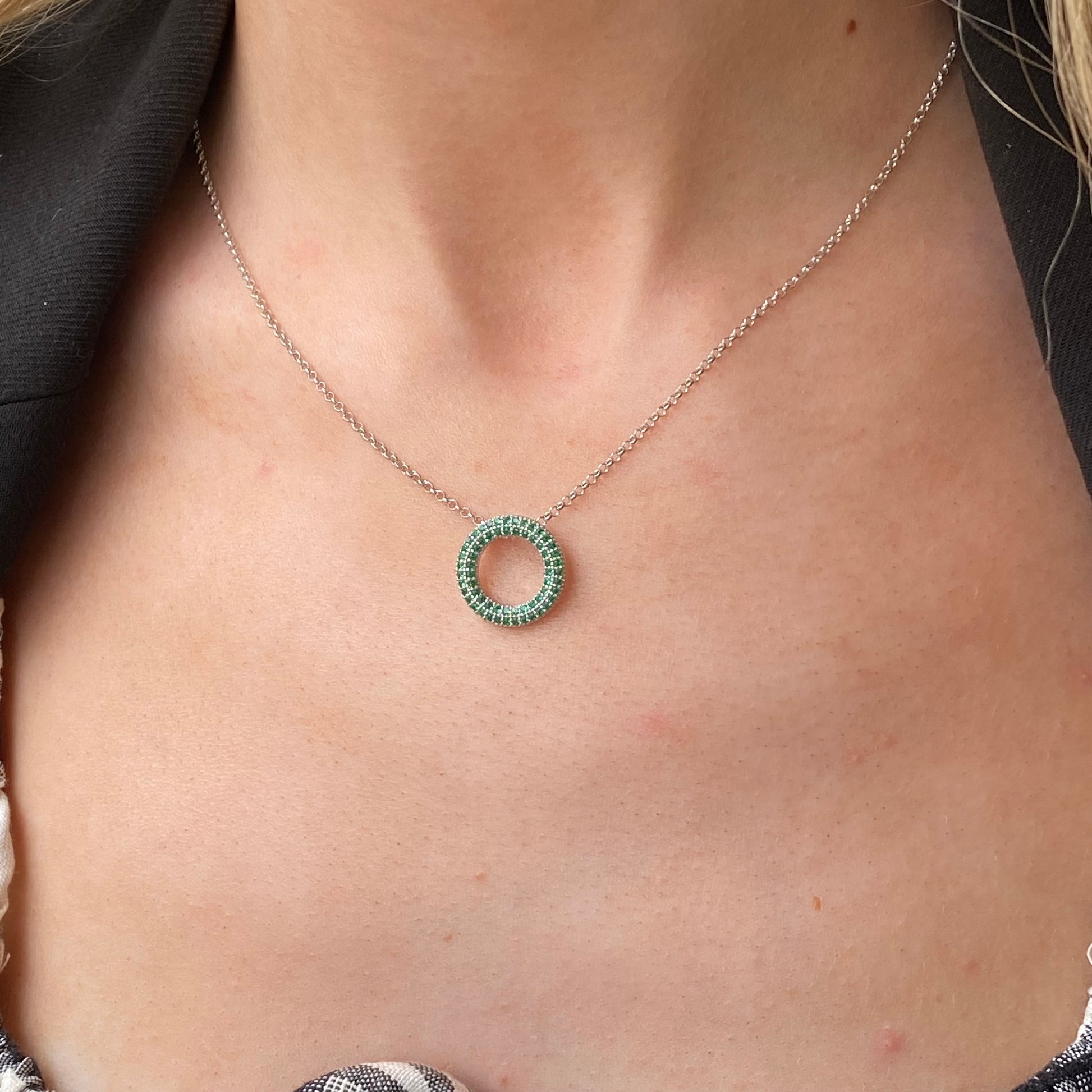 Silver Green Nano Eternity Necklace | 42+3cm - John Ross Jewellers
