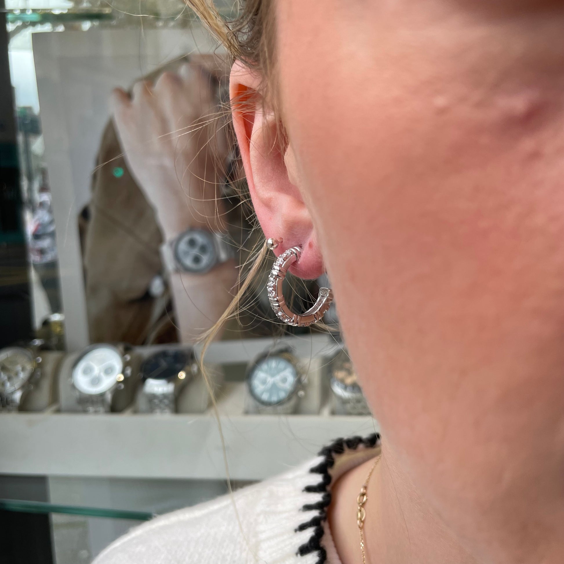 Silver CZ Hoop Earrings - John Ross Jewellers