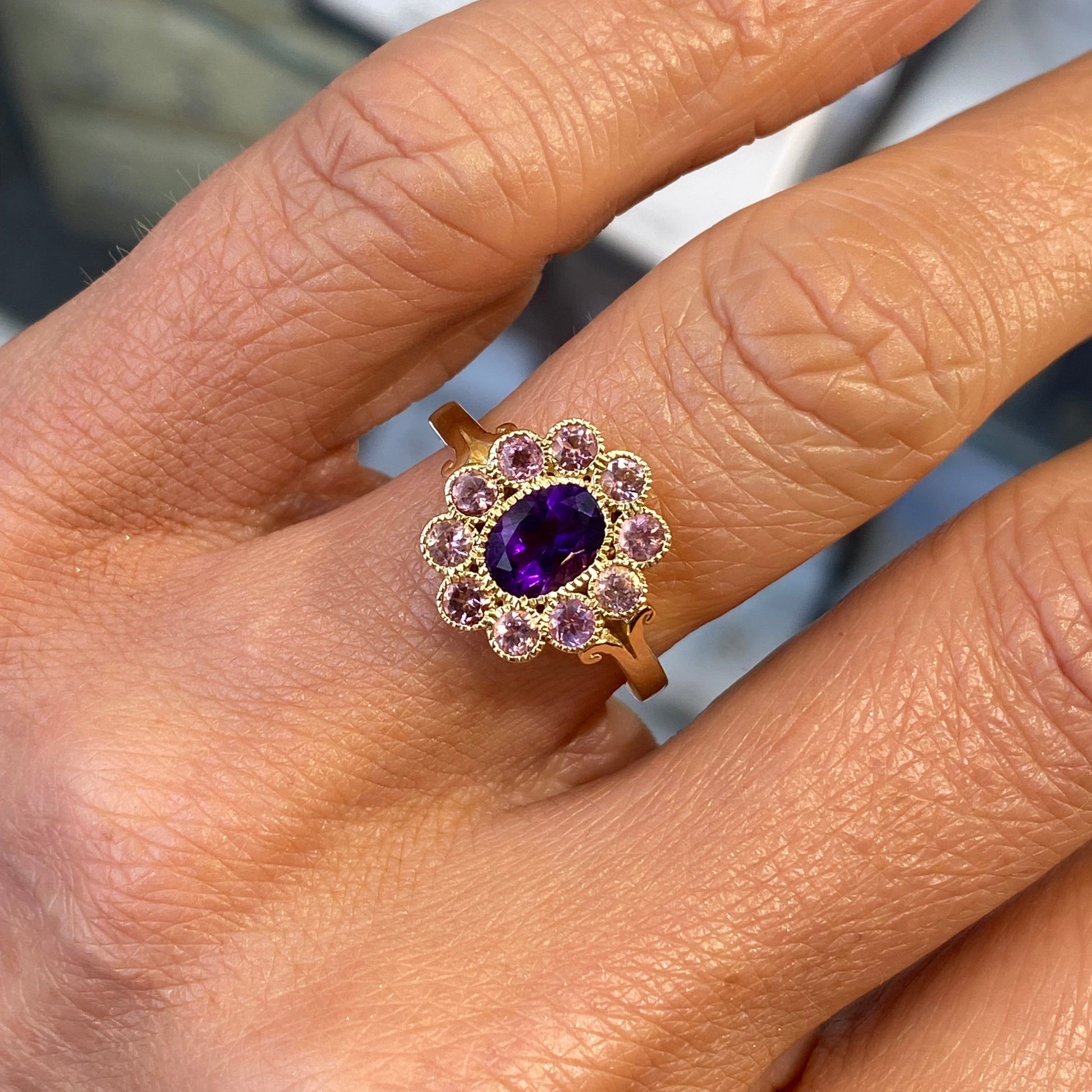 9ct Gold Amethyst & Pink Tourmaline Ring - John Ross Jewellers