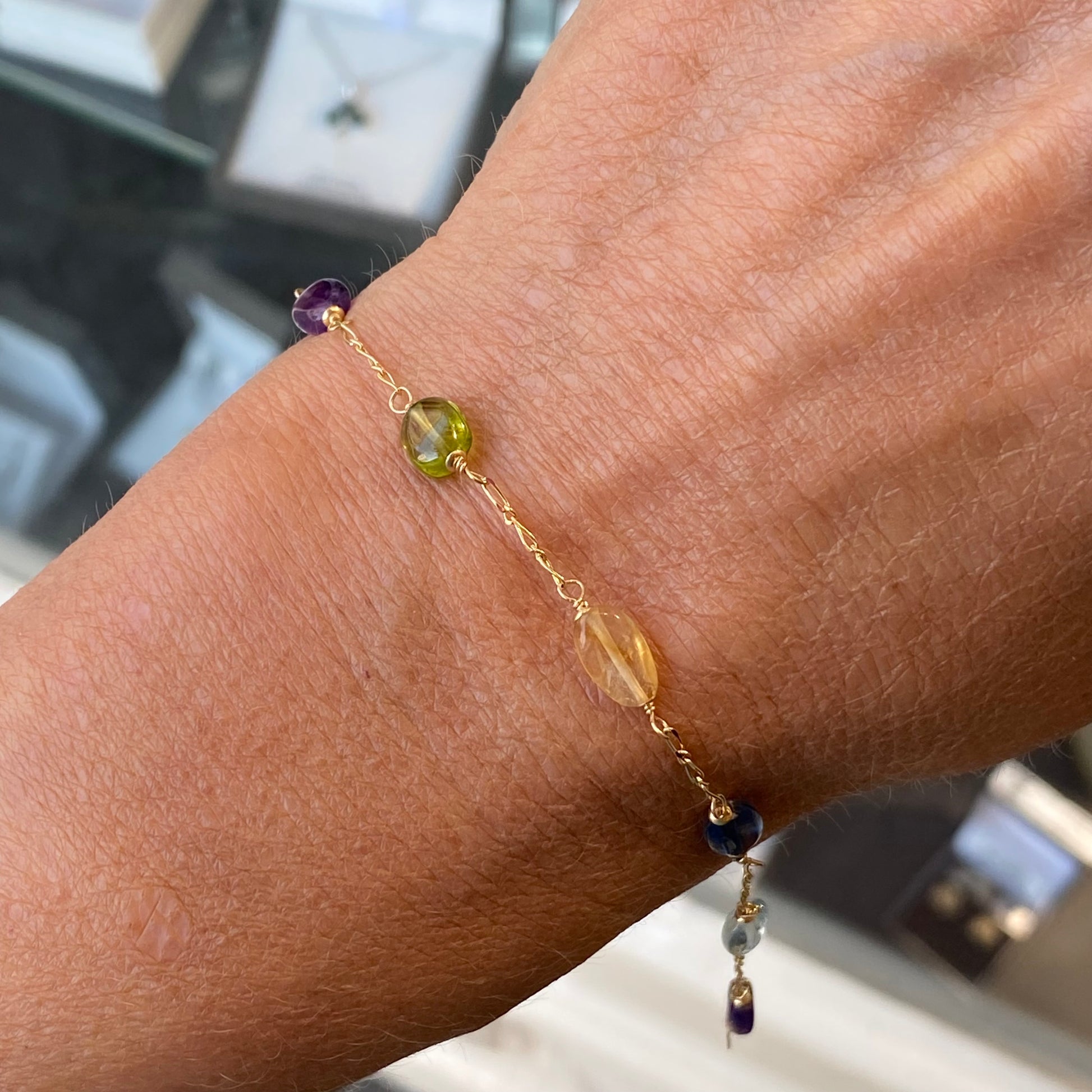 18ct Gold Fantasy Natural Gemstone Bracelet - John Ross Jewellers