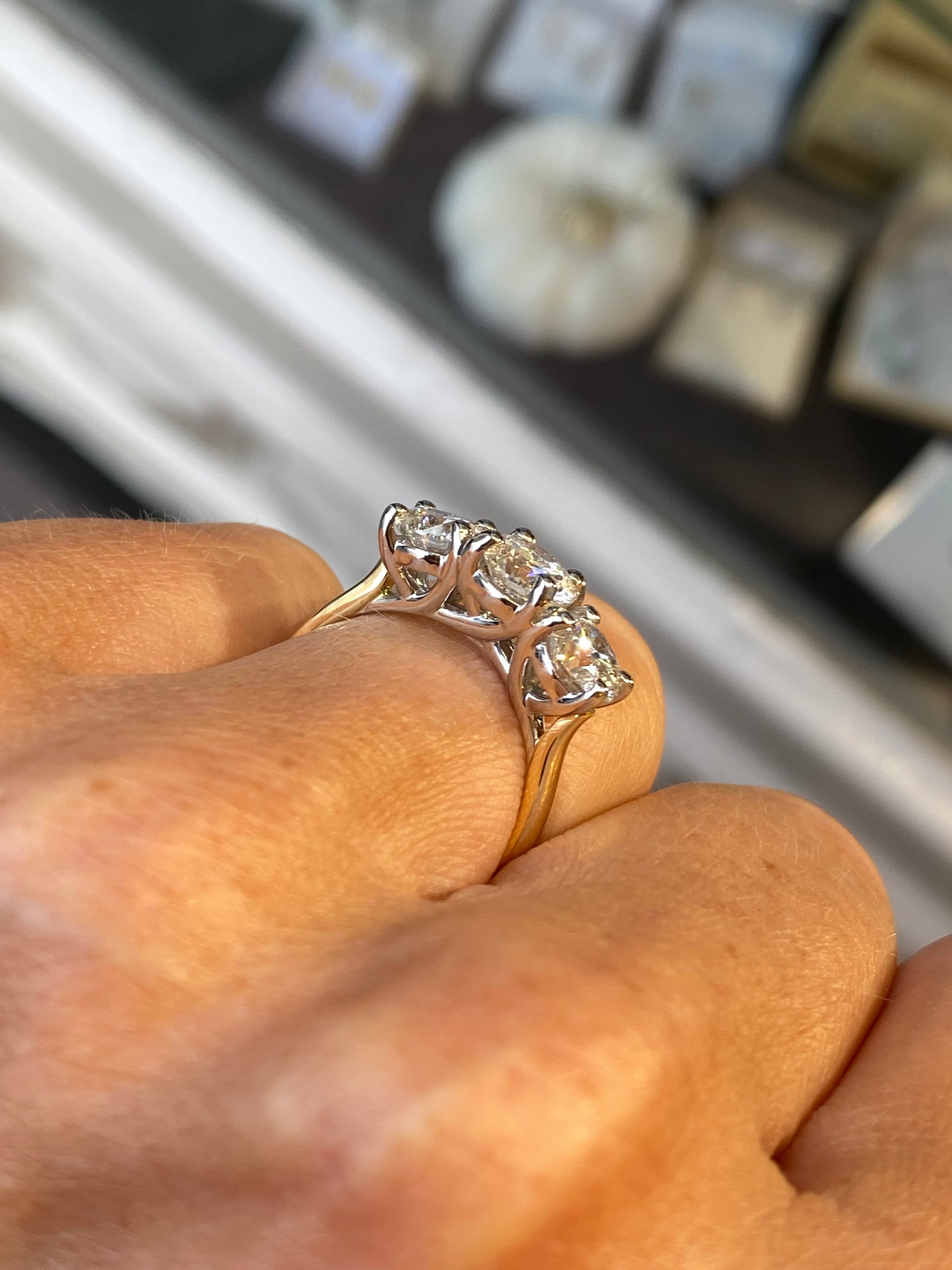 18ct Gold Trilogy Engagement Ring | Certificated Lab 2.65ct - John Ross Jewellers