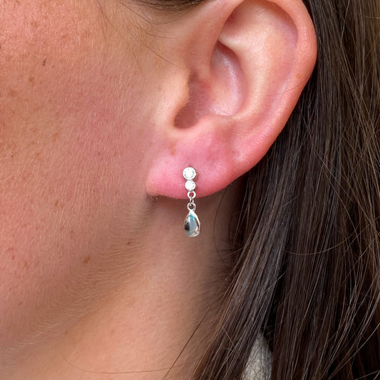 Silver CZ Pear Drop Earrings