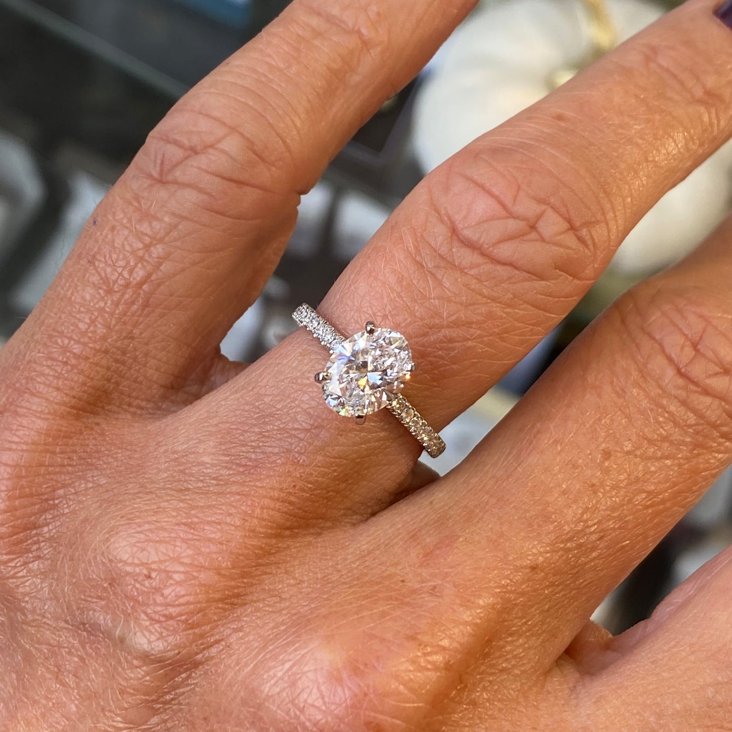 Platinum Solitaire Engagement Ring | Certificated Oval Lab 1.55ct - John Ross Jewellers