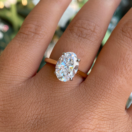 18ct Gold Oval Solitaire Engagement Ring | 3.01ct Certificated Lab
