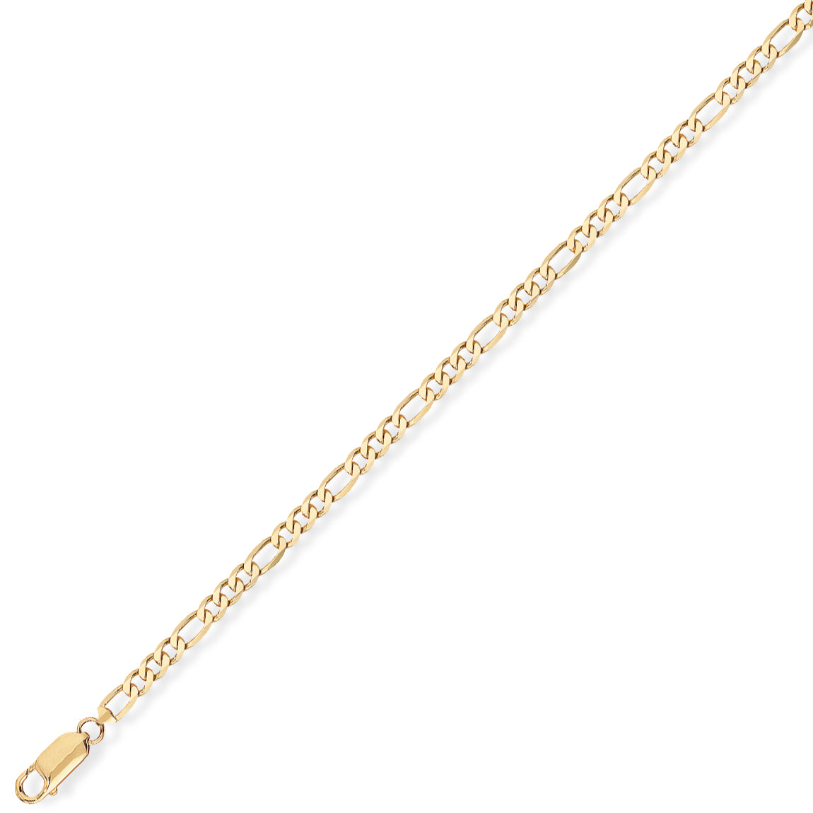 9ct Gold One Plus Three Figaro Chain - Light - John Ross Jewellers