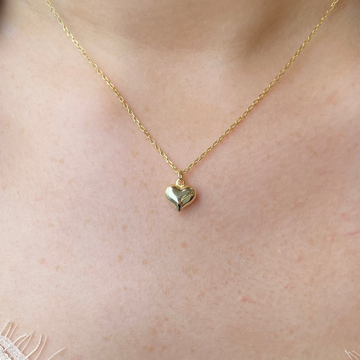 Sunshine 10mm Puffed Heart Necklace | 40 + 4cm