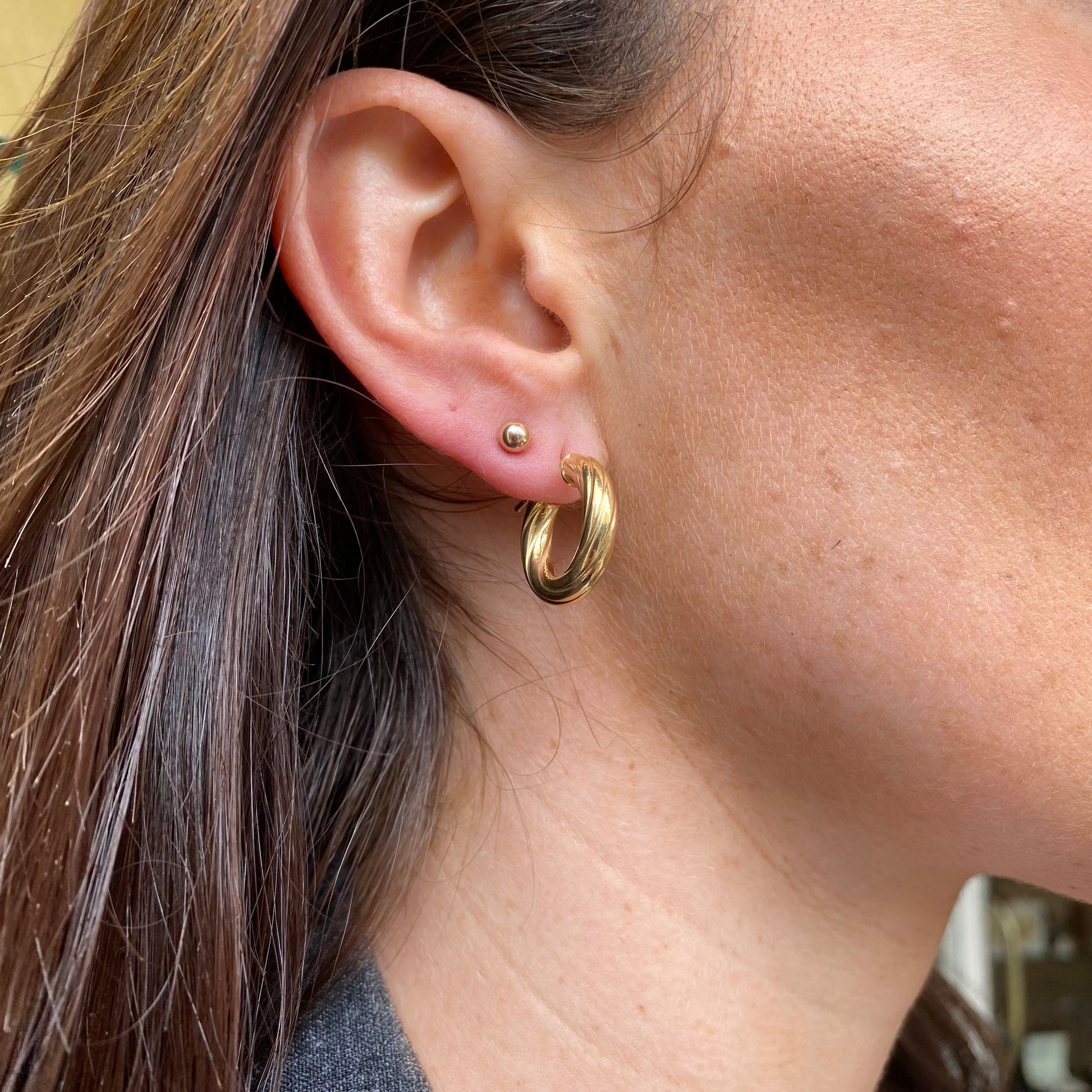 9ct Gold Chunky Twist Hoop Earrings 10mm - John Ross Jewellers