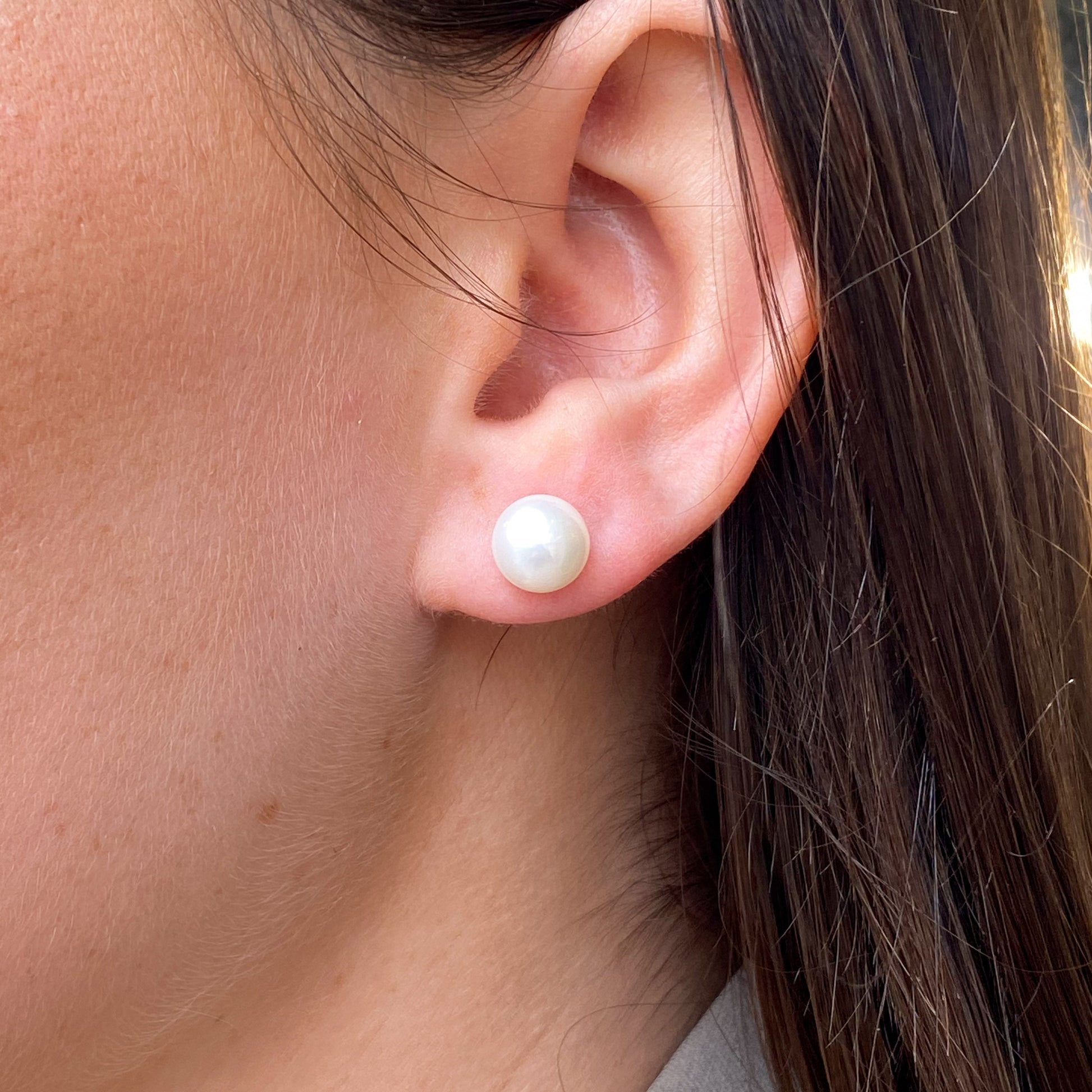 Silver Freshwater Pearl Bouton Stud Earrings | 8-9mm - John Ross Jewellers