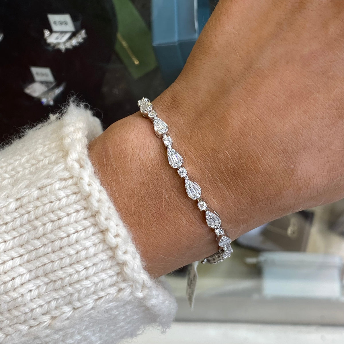 Silver Mixed Cut CZ Tennis Bracelet | 18cm