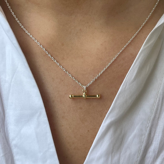 Sunshine Two Tone T-Bar Necklace