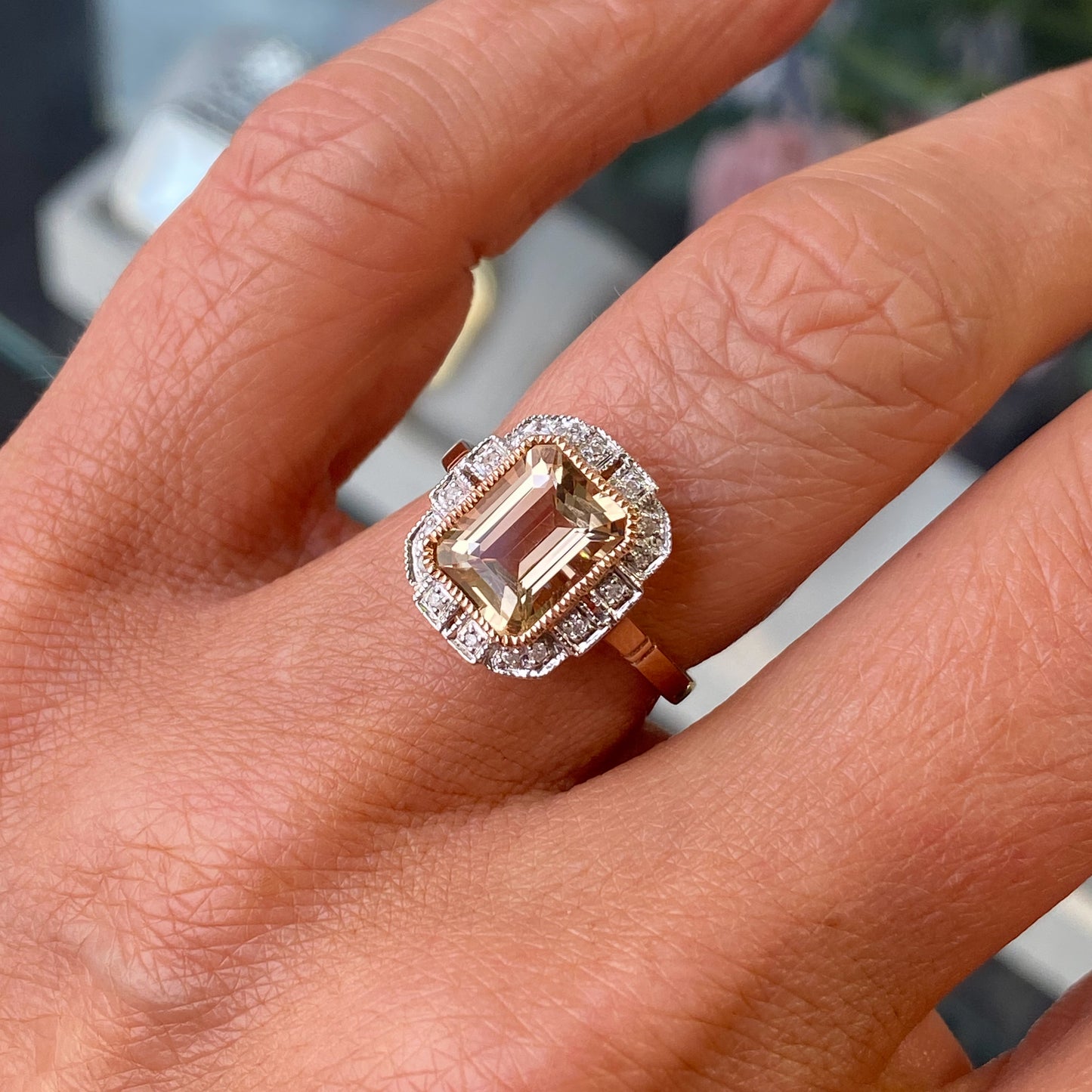 9ct Rose Gold Morganite & Diamond Ring - John Ross Jewellers