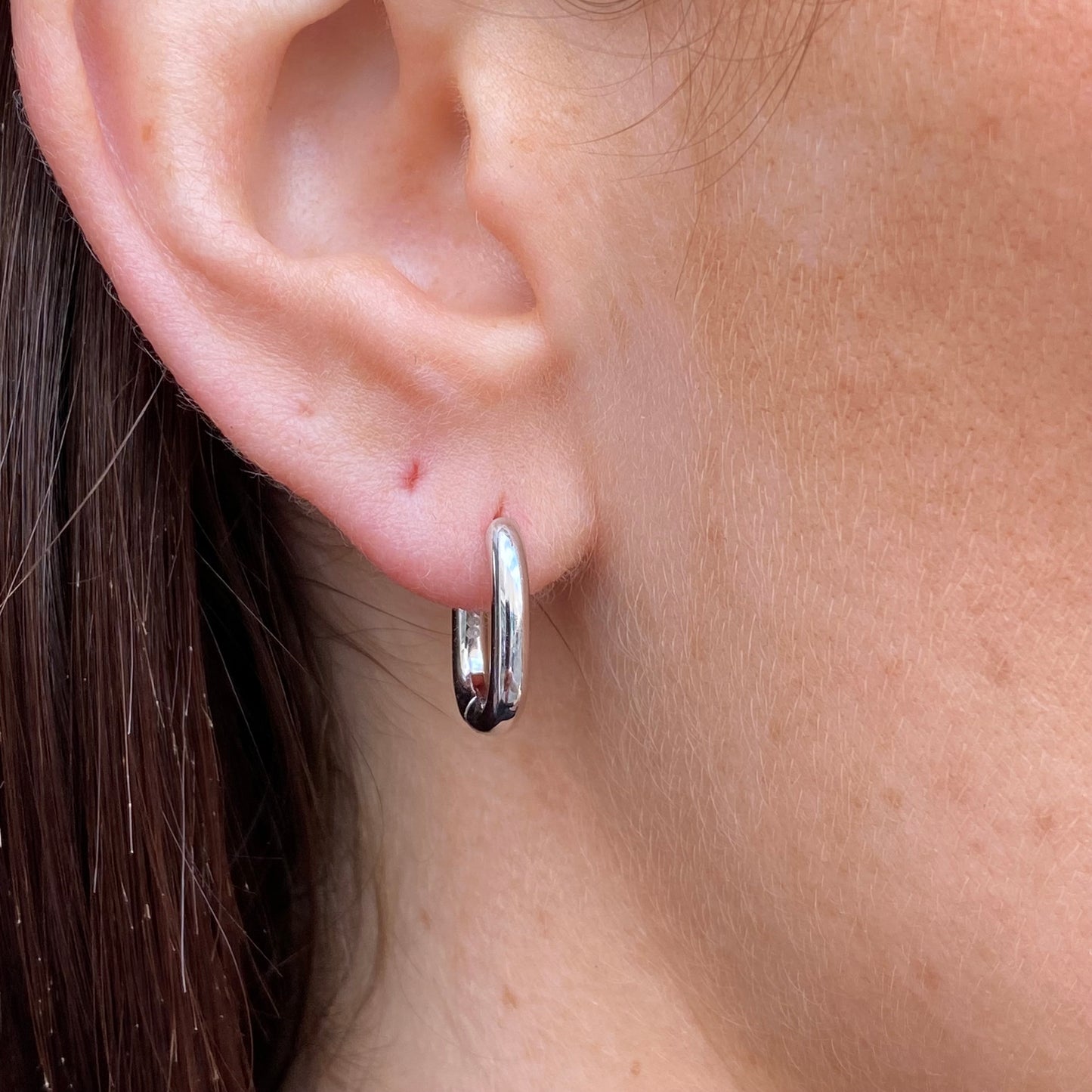 Silver Minimal Huggie Hoop Earrings | 14x12mm - John Ross Jewellers