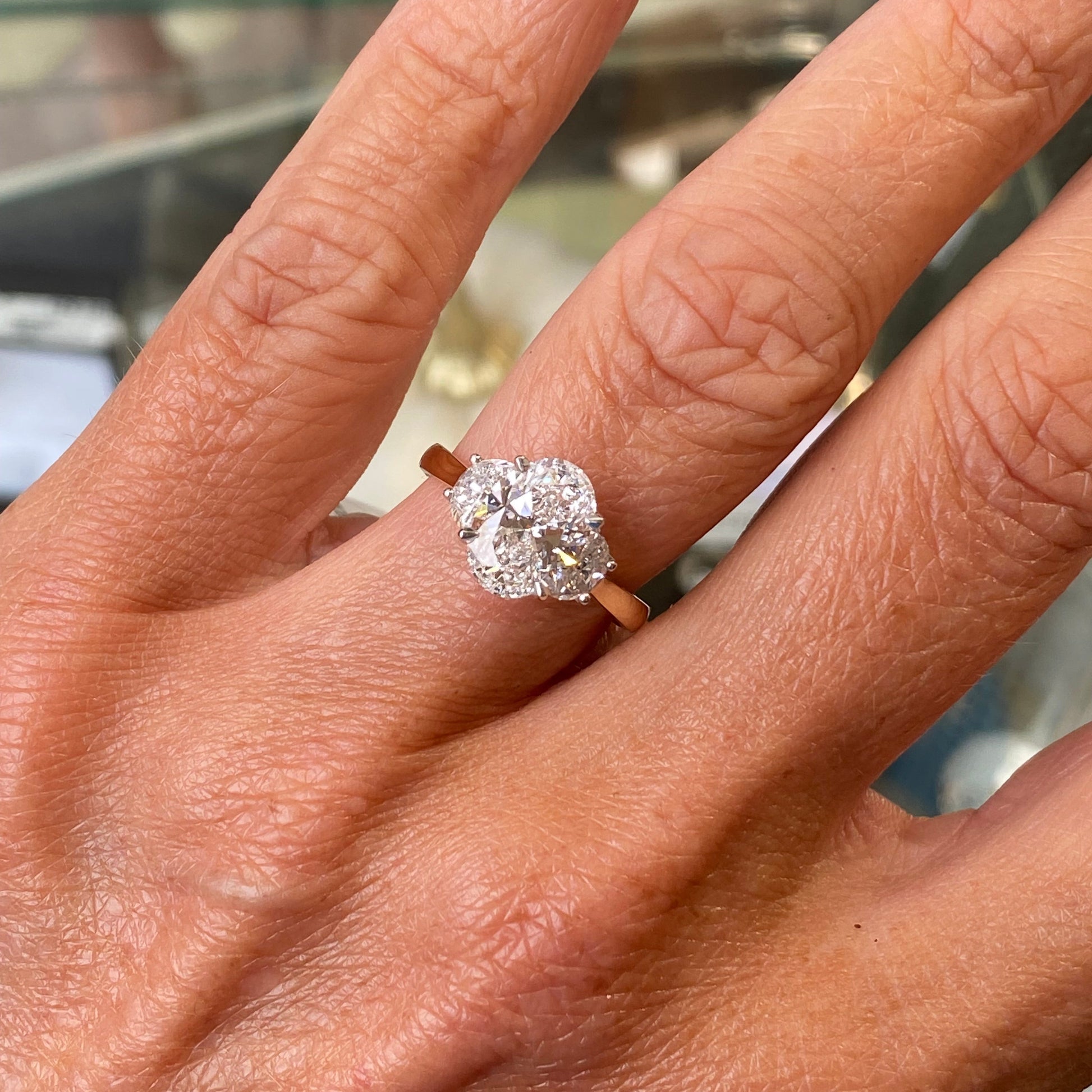 18ct Gold Trilogy Engagement Ring | Lab Certificated 3.09ct - John Ross Jewellers