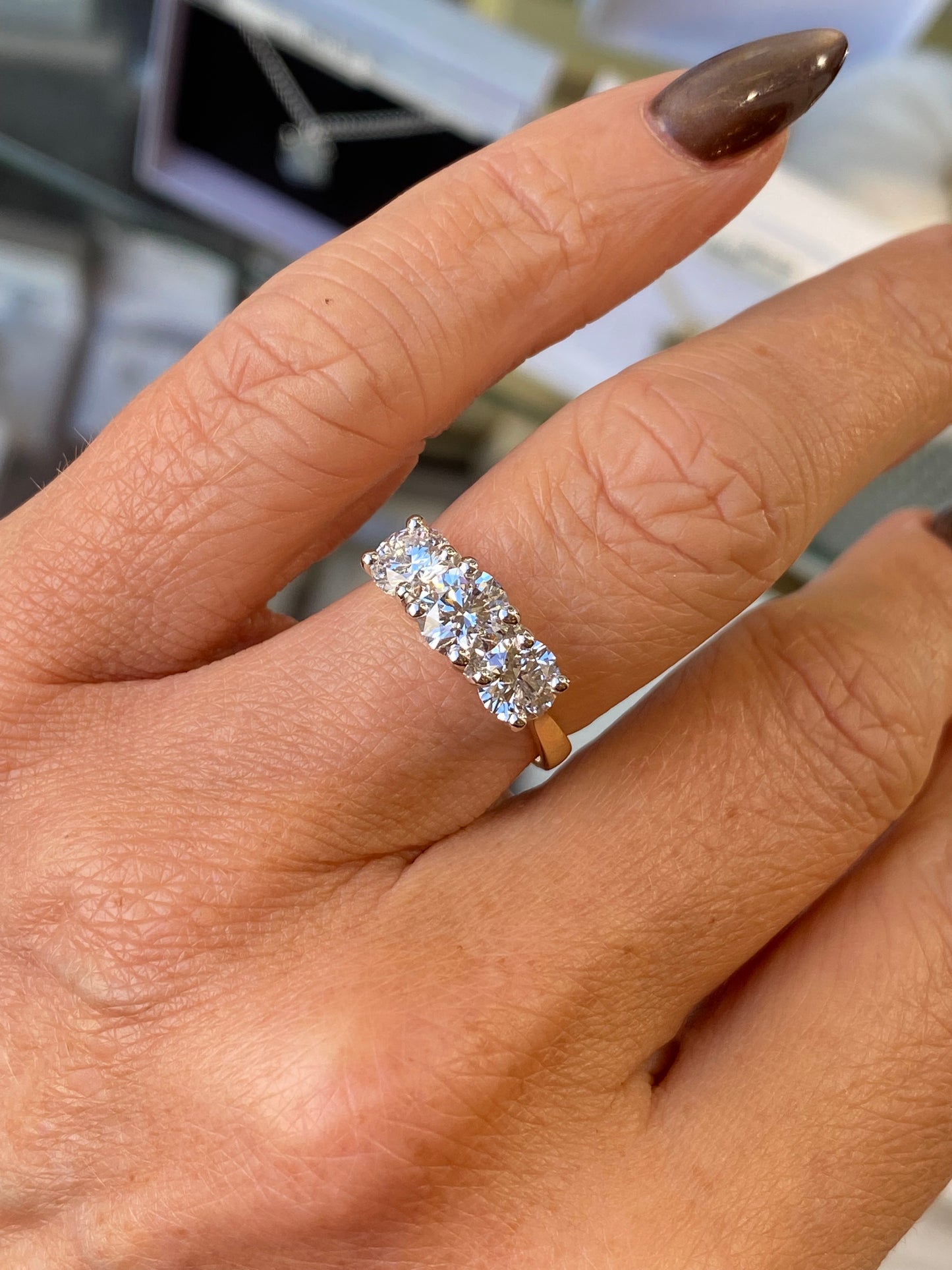 18ct Gold Trilogy Engagement Ring | Certificated Lab 2.12ct - John Ross Jewellers