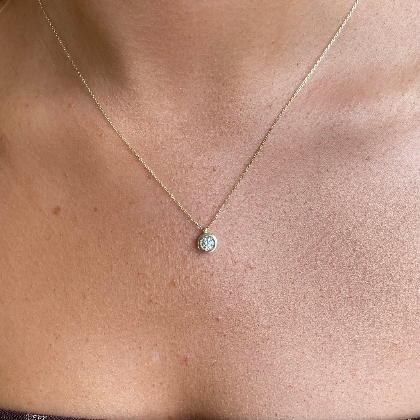 9ct Gold CZ Solitaire Necklace