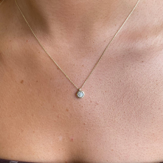 9ct Gold CZ Solitaire Necklace