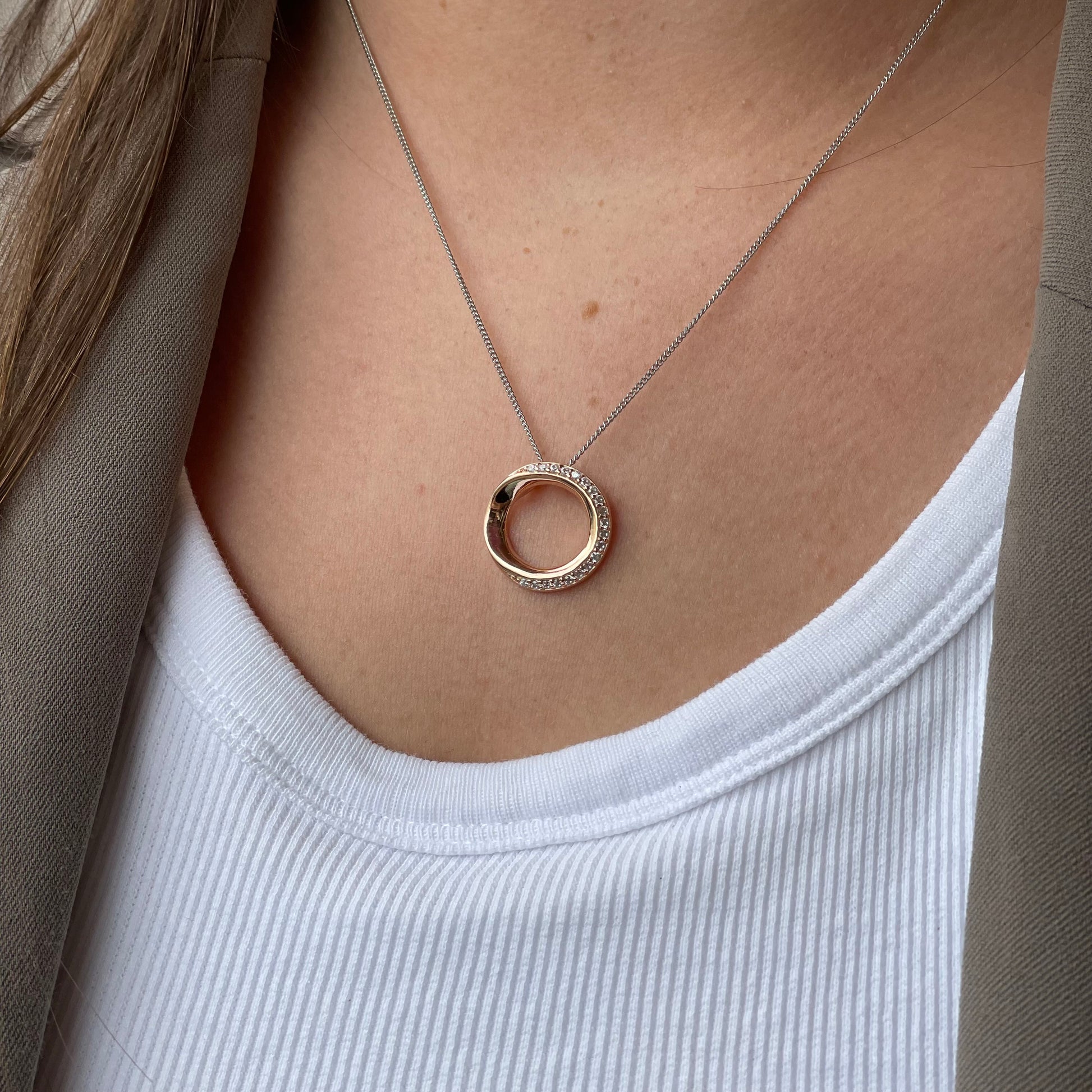 Rose Silver CZ Eternity Necklace - John Ross Jewellers