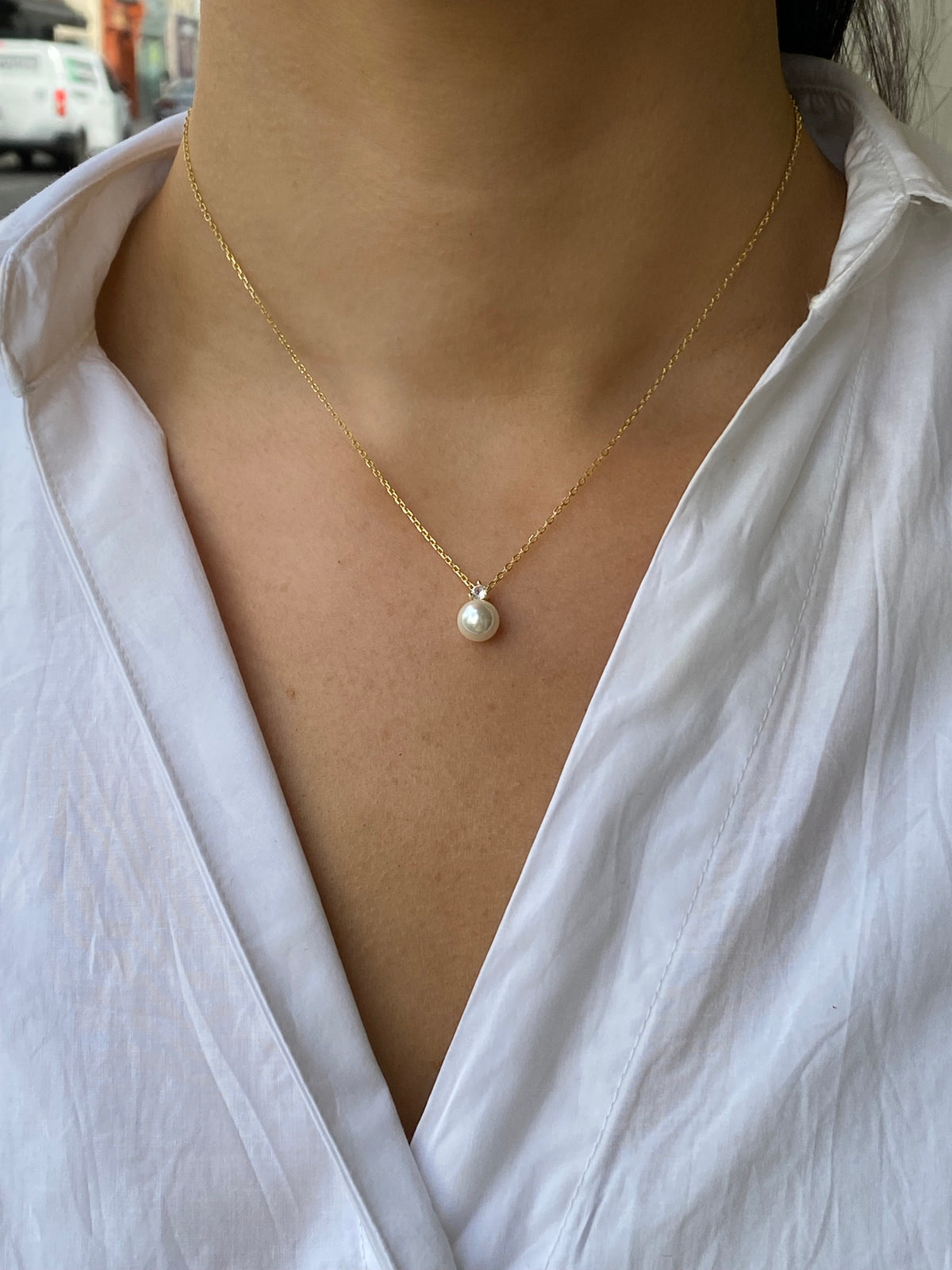 Sunshine Faux Pearl Pendant Necklace | 8mm