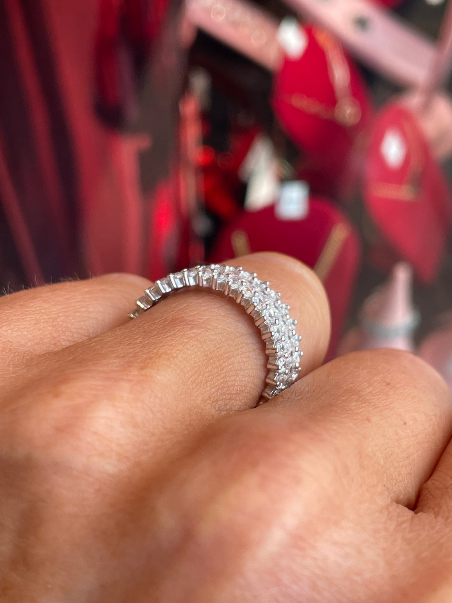 Silver Spikey CZ Band Ring | Baguettes